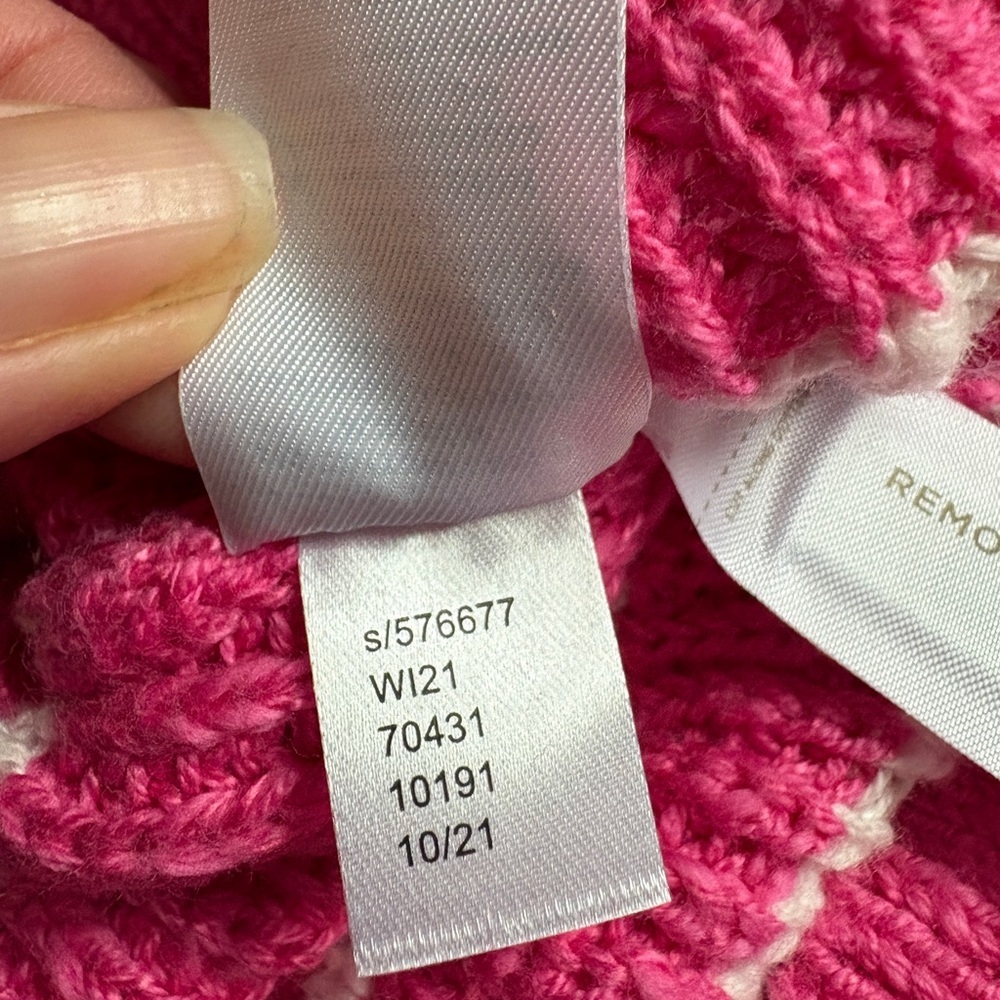 LOFT Striped Relaxed V-Neck Cardigan sweater pink & white preppy casual sz L - Picture 15 of 16